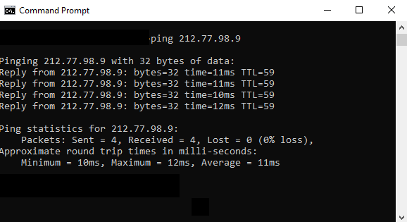 ping command (the latency)